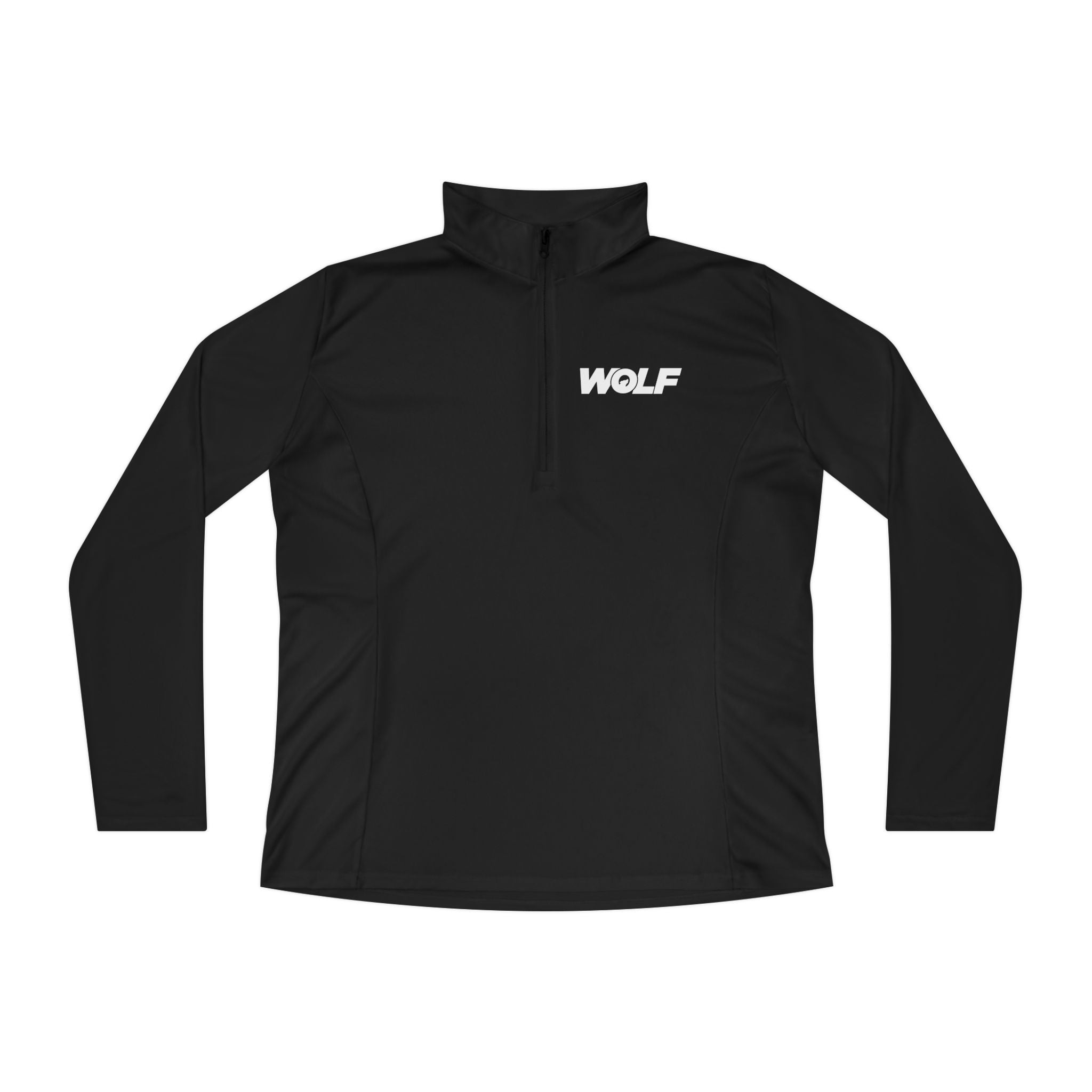 Ladies Quarter-Zip Pullover — 'WOLF' Logo Athletic Top